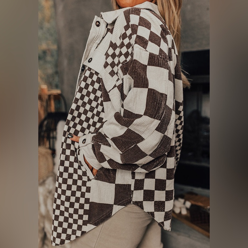 Impressions Patchwork Utility Jacket in Brown and… - image 2